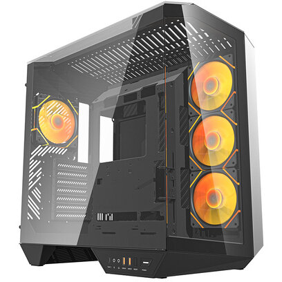 Carcasa pentru Computer DY470 ATX + 4 Ventilatoare + Suport GPU Negru