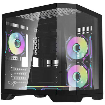 Carcasa pentru Computer FT350 Mini Tower M-ITX ITX + 5 Ventilatoare aRGB Negru