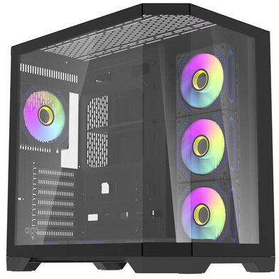 Carcasa pentru Computer FT418 PRO ATX M-ATX ITX + 7 Ventilatoare aRGB Negru