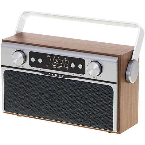 Radio Portabil CR1183 Design Retro FM Bluetooth 5.0 Baterie 2600mAh Maro/Argintiu