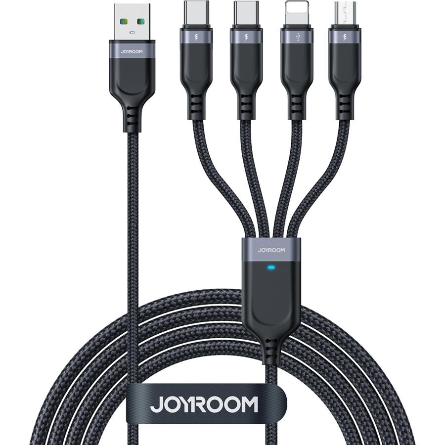 Cablu pentru incarcare si transfer de date Joyroom S-A18 3 in 1, USB la USB-C/Lightning/Micro-USB, 3.5A, 1.2m, Negru - imagine 2