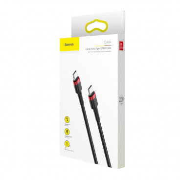 Cablu Date / Încărcare Baseus PD60W 2xUSB Type-C 2M Negru/Rosu — imaginea 5