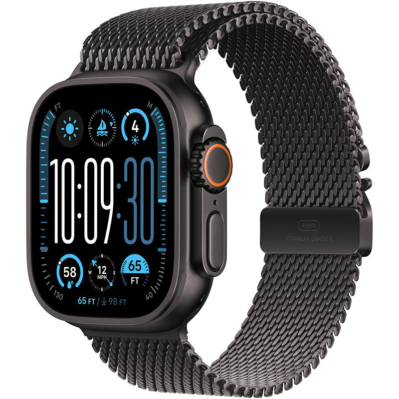 Smartwatch Watch Ultra2 v2 Cellular 49mm Black Titanium Case Black Titanium Milanese Loop M