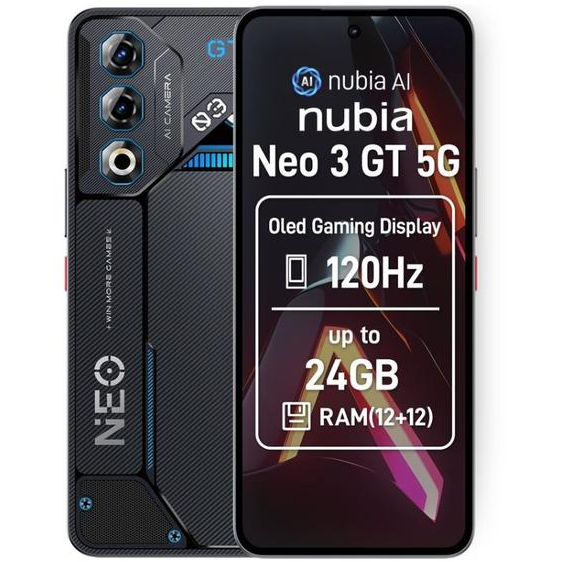 Telefon mobil nubia NEO 3GT Dual SIM 24GB RAM (12GB + 12GB extensibili) 256GB 5G Interstellar Gray