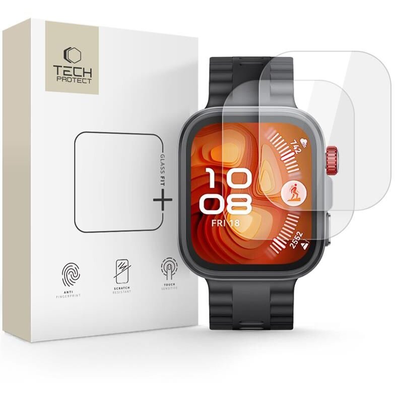 Accesoriu smartwatch Set sticla securizata Tech Protect Glass Fit Plus compatibila cu Huawei Watch Fit 4 Pro 2 bucati Transparent