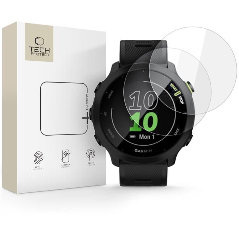Accesoriu smartwatch Set sticla securizata Tech Protect Glass Fit Plus compatibila cu Garmin Forerunner 55 2 bucati Transparent