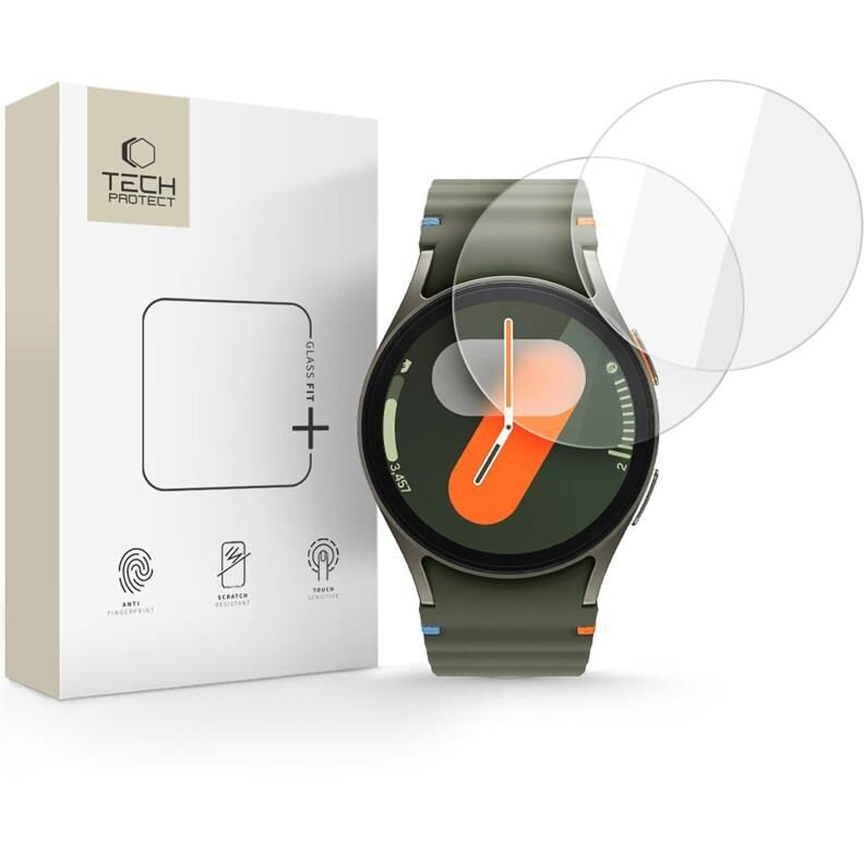 Set sticla securizata Tech Protect Glass Fit Plus compatibila cu Huawei Watch Fit 4 Pro, 2 bucati, Transparent - imagine 2