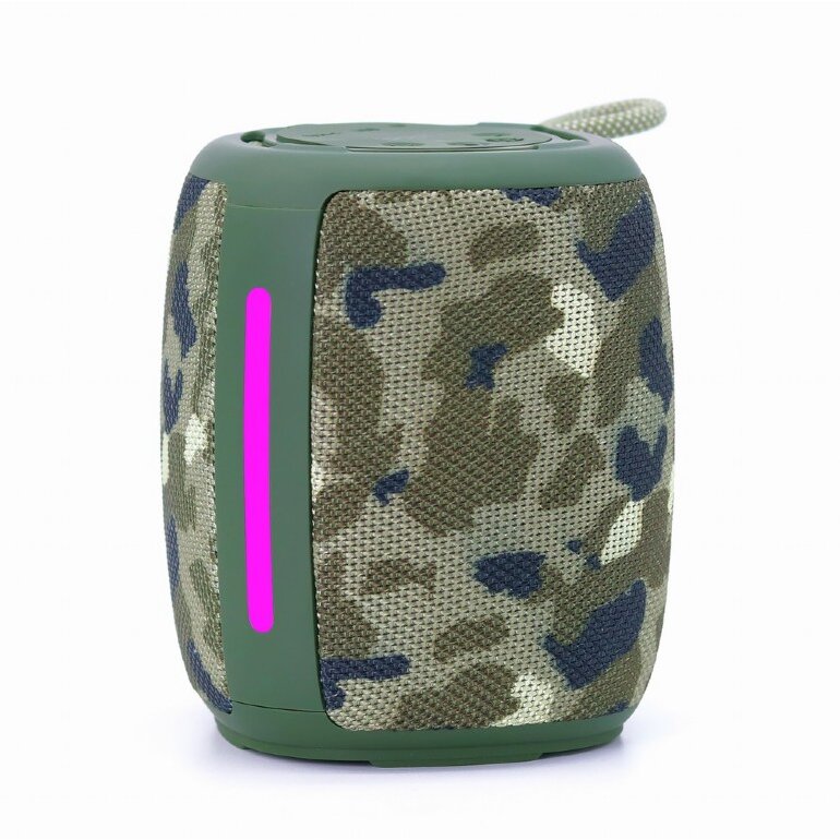 Boxa Portabila SPK-BT-LED-03-CM Baterie 1200mAh microSD USB Radio FM Iluminare LED BT 5.1 RMS 5W Verde Camuflaj