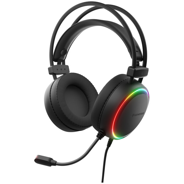 Casti cu fir Genesis Neon 613 G2, Jack 3.5 mm, iluminare RGB, Negru - imagine 3