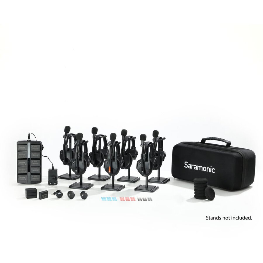 Sistem Intercom Wireless pentru 7 Persoane WiTalk9 WT7S Full-Duplex 1.9GHz Casti Single-ear Negru