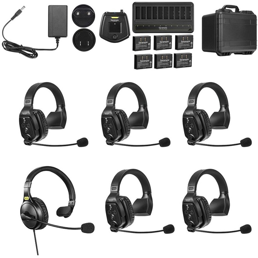 Sistem Intercom Wireless pentru 6 Persoane WiTalk WT6S Full-Duplex 1.9GHz Casti Single-ear Negru