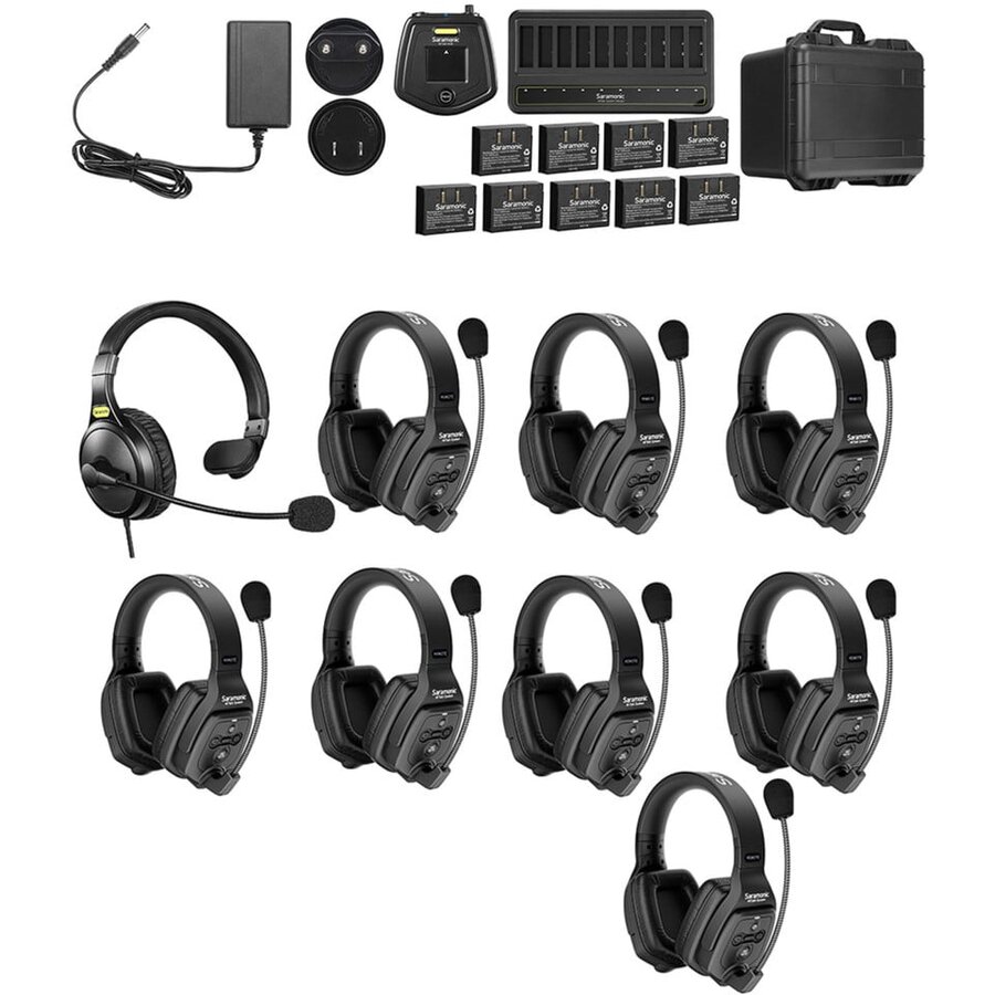 Sistem Intercom Wireless pentru 9 Persoane WiTalk WT9D Full-Duplex 1.9GHz Casti Dual-ear Negru