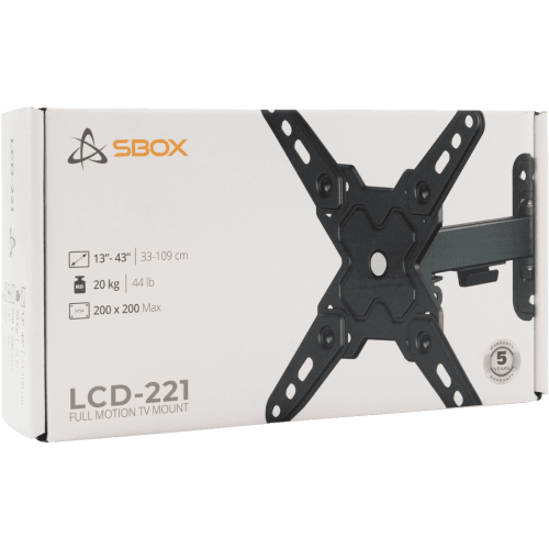 Suport de Perete SBox LCD-221-2 pentru Televizor 13-43Inch Maxim 20KG Negru — imaginea 5