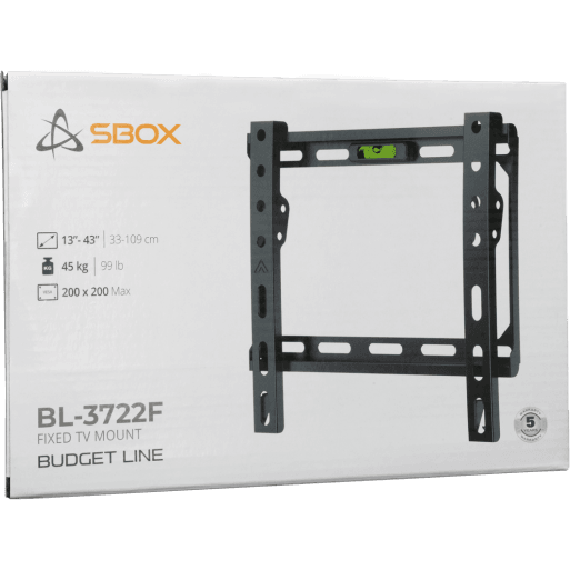 Suport de Perete SBox Budget BL-3722F pentru Televizor 13-43Inch Maxim 45KG Negru — imaginea 5