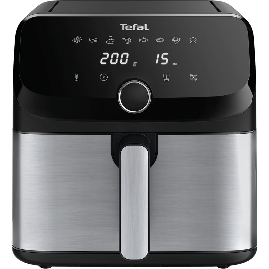 Friteuza Easy Fry Mega EY855D10 Single 7.5L Stand-Alone 2020W cu Aer Cald Negru-Argintiu