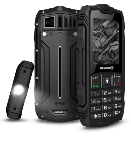 Telefon Mobil Hammer ROCK Dual SIM 2G Ecran 2.4Inch Camera Foto 0.3MP Baterie 1800mAh IP68 Negru