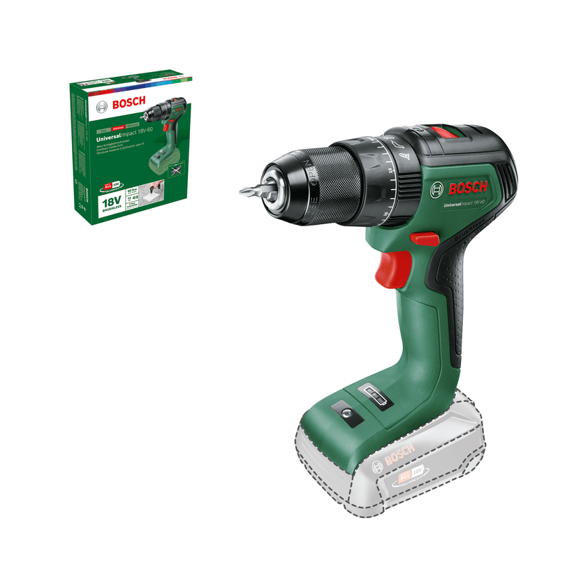 Masina de Gaurit cu Percutie UniversalImpact 18V-60 (06039D7101) fara Acumulator Inclus Verde/Negru