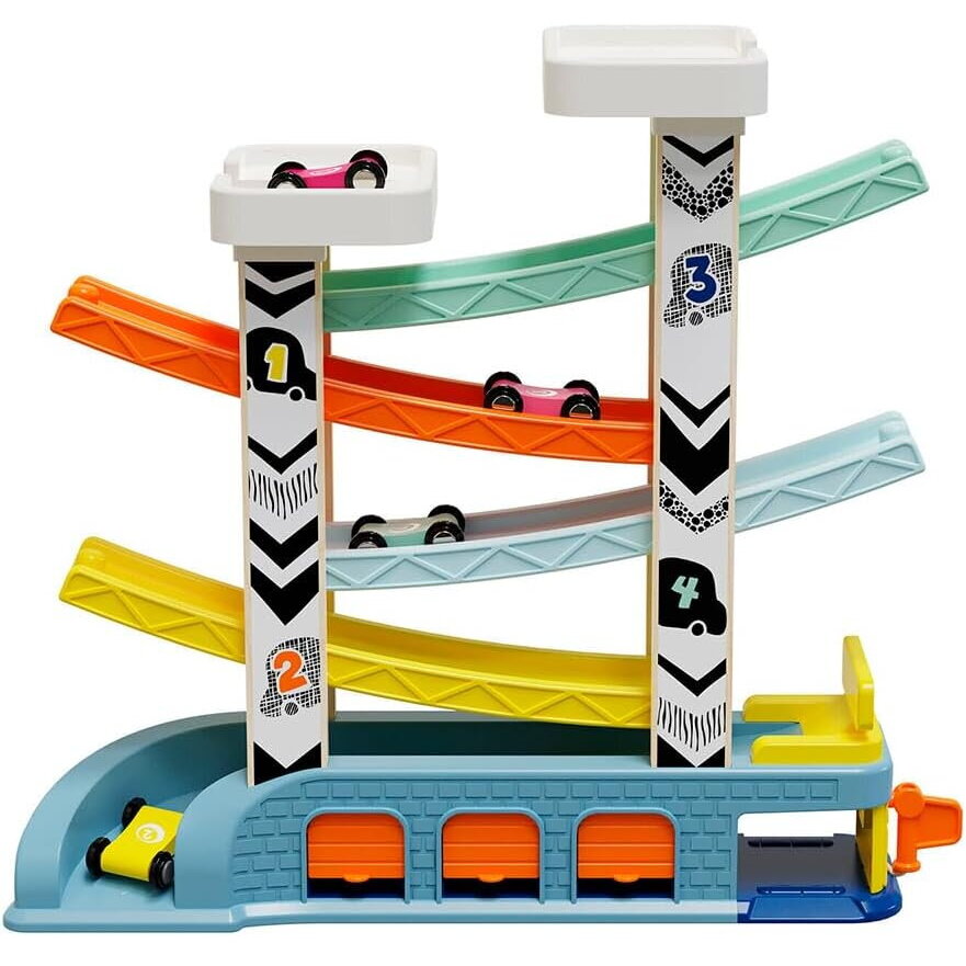 Jucarie Rampa cu 4 Masinute de Curse 18 Luni+