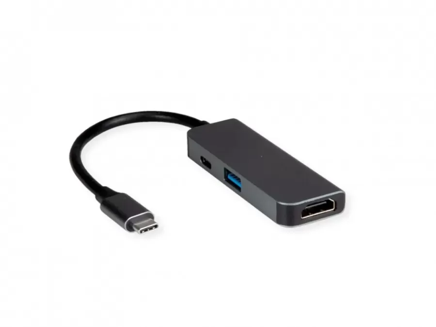 Adaptor Value USB type C la HDMI + USB-A + USB-C PD Negru