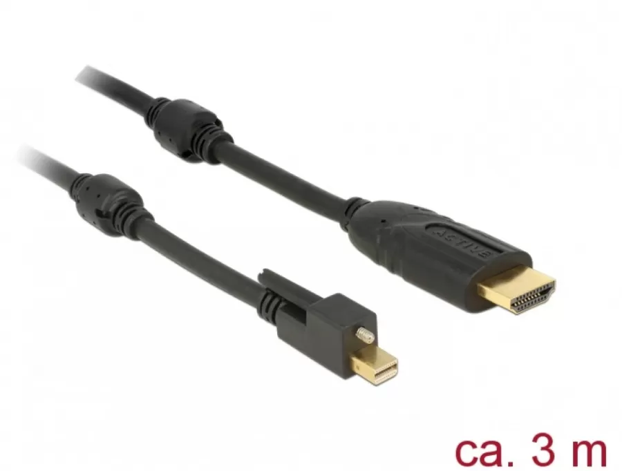 Cablu Delock mini Displayport 1.2 HDMI T-T 4K Activ 3m Negru