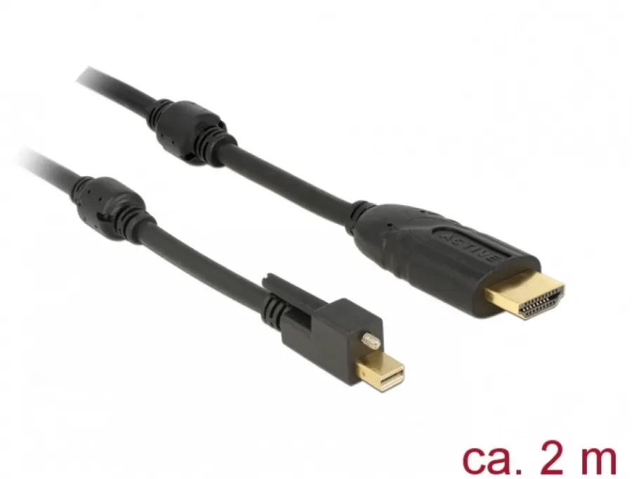 Cablu Delock mini Displayport 1.2 la HDMI T-T 4K 2m Negru