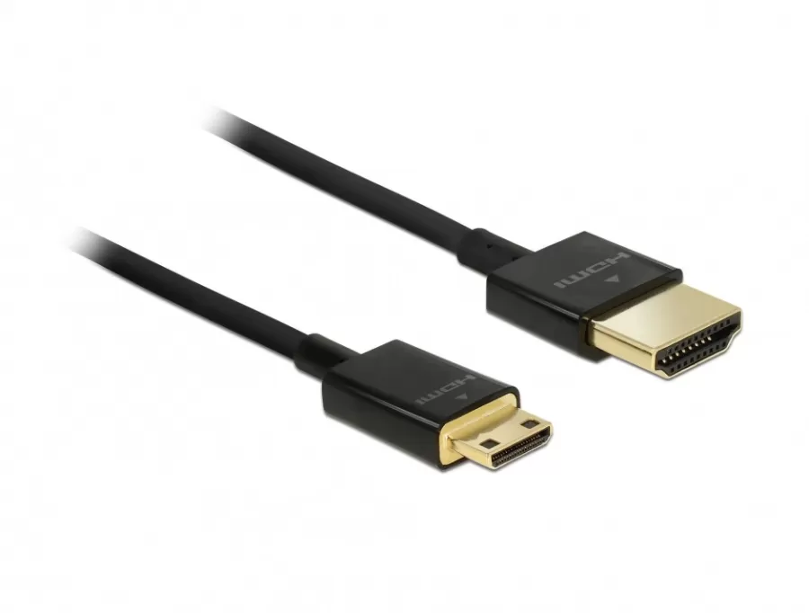 Cablu Delock HDMI la mini HDMI-C T-T 3D 4K 0.5m Slim Premium Negru