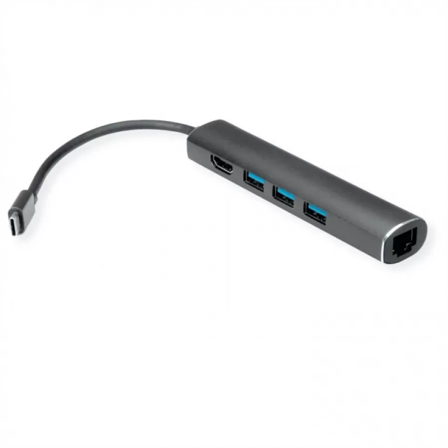 Docking Station Value USB-C la HDMI 3 x USB-A 1 x Gigabit Gri