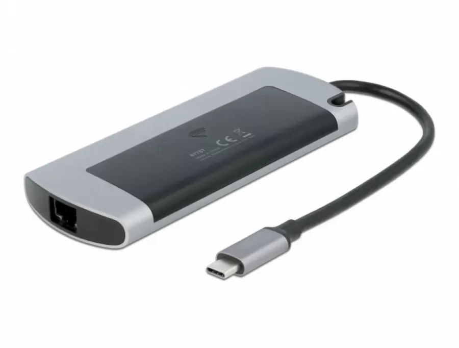Docking Station Delock USB-C la 4K HDMI / USB / LAN / PD 3.0 + M.2 SATA SSD Gri