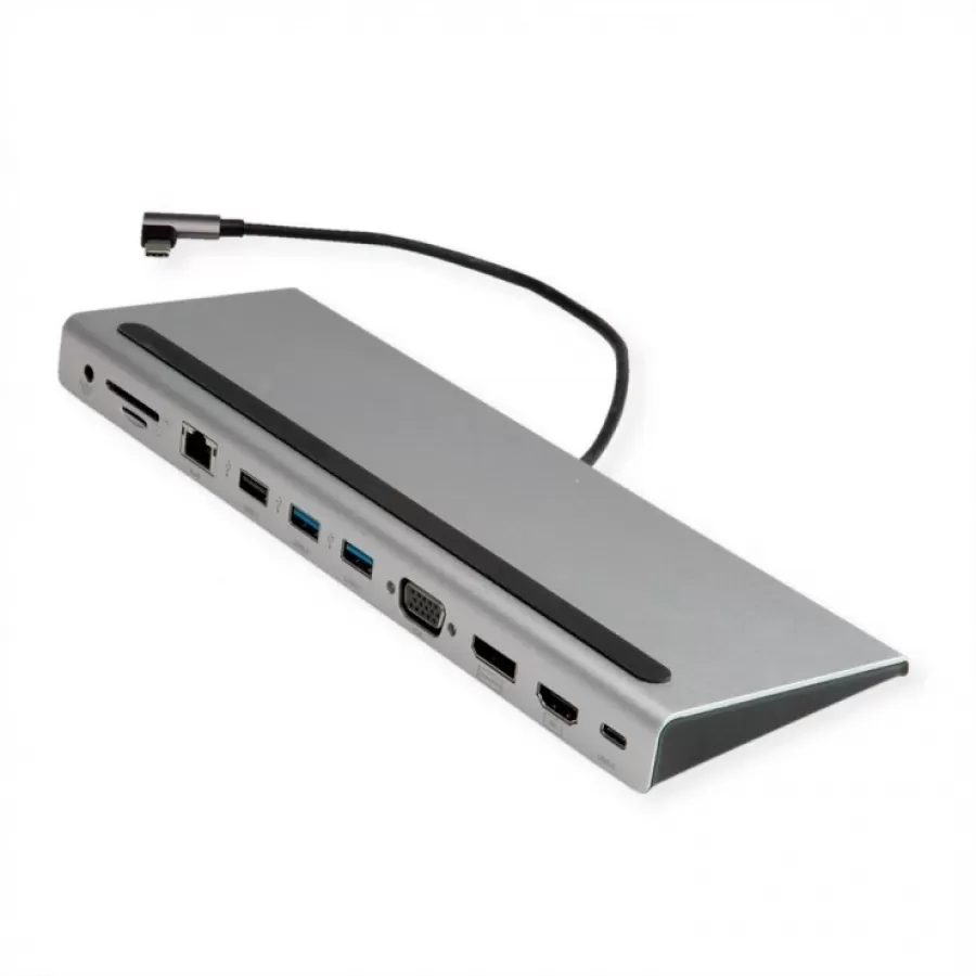 Docking Station Value USB 3.2 Gen1 type C la HDMI/DP 4K/VGA/USB/Card Reader/PD/LAN/Audio Gri