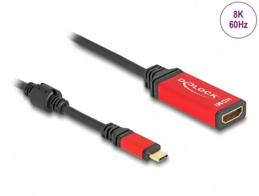 Adaptor Delock USB type C la HDMI 8K60Hz/4K240Hz T-M HDR Roșu