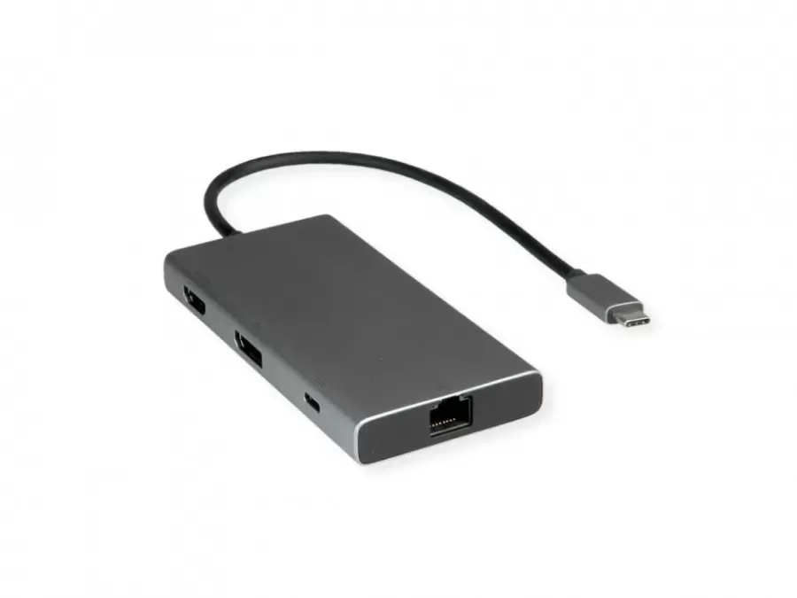 Docking Station Value USB type C la HDMI +DP 4K60Hz/2xUSB 3.2-A/USB type C/LAN RJ45 + PD Gri