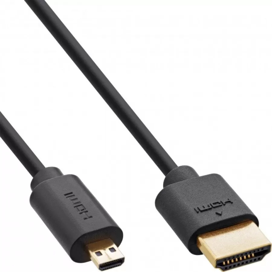 Cablu InLine Slim HDMI la Micro HDMI-D 8K120Hz/4K144Hz 0.5m Negru
