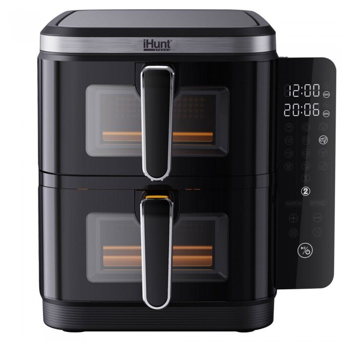 Friteuza cu Aer Cald BRO Air Fryer Ultra 11L Dual Strack 10 Programe Automate Panou Digital 2800W Negru