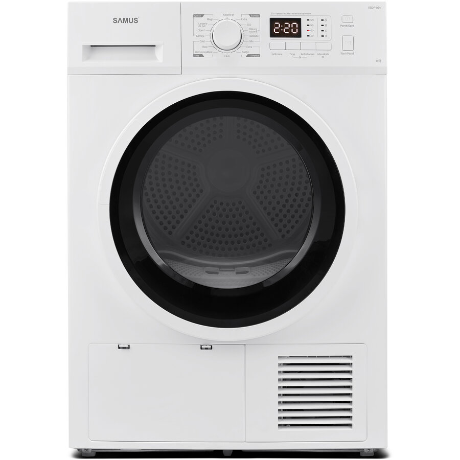Uscator de Rufe cu Pompa de Caldura SGDP-824 8KG 16 Programe Afisaj Electronic Clasa E Alb