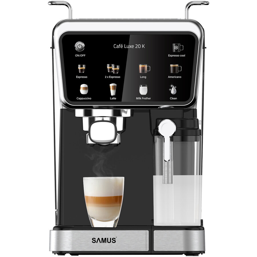 Espressor Manual CAFE LUXE 20 K 1.5L 8 Bauturi Cafea macinata sau capsule 20Bar 1350W Negru/Inox