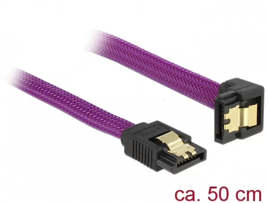 Cablu Delock SATA III 6 Gb/s 50cm Drept Unghi Premium Volet