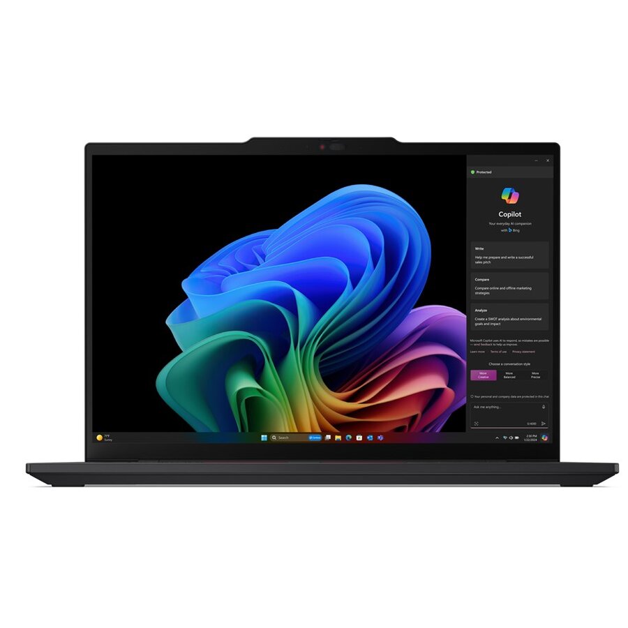 Laptop ThinkPad T14s Gen 6 Copilot+ Qualcomm Snapdragon X1E-78-100 14inch Touchscreen 32GB LPDDR5x 512GB SSD Wi-Fi 7 Windows 11 Pro Black