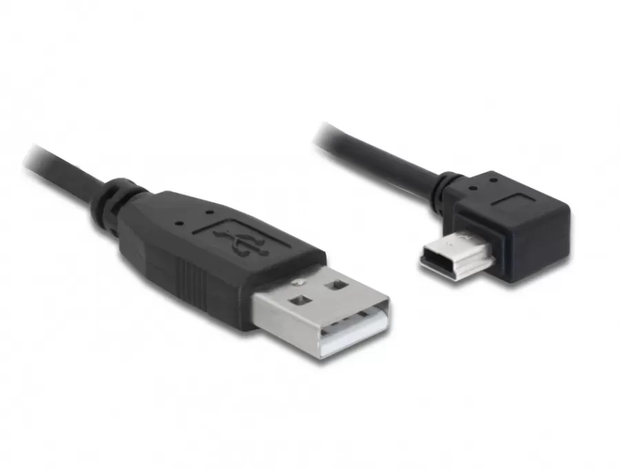 Cablu Delock USB A mini USB-B Unghi 90 Grade 0.5m Negru