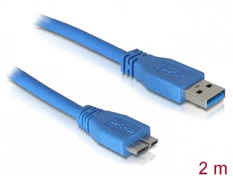 Cablu Date Delock USB 3.0 A Micro USB-B 2m Albastru