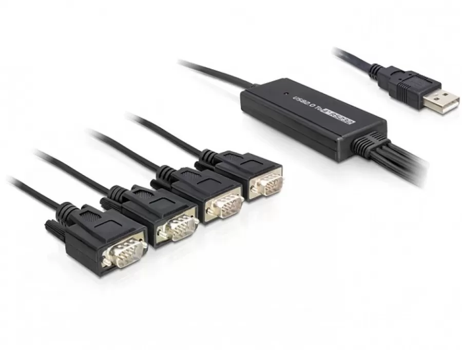 Adaptor Delock USB A 4x Serial RS232 FTDI 1.4m Negru