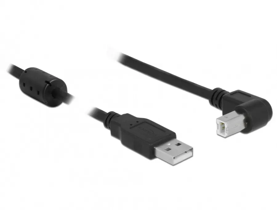Cablu Date Delock USB 2.0 A USB B Unghi 2m Negru