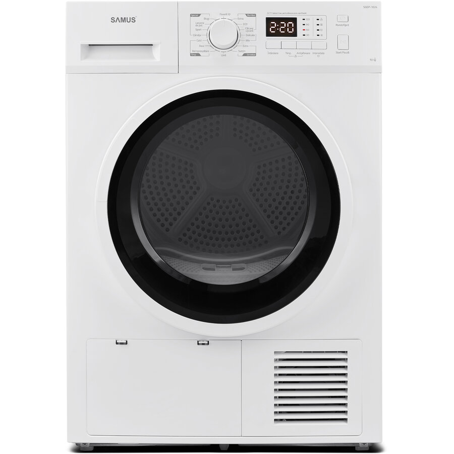 Uscator de Rufe cu Pompa de Caldura SGDP-1024 10KG 16 Programe Reglare Nivel Uscare Clasa D Alb