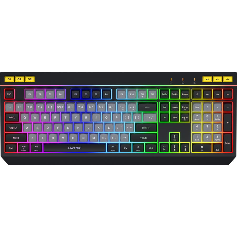 Tastatura Gaming cu Fir Icefall Iluminare RGB Layout EN Negru