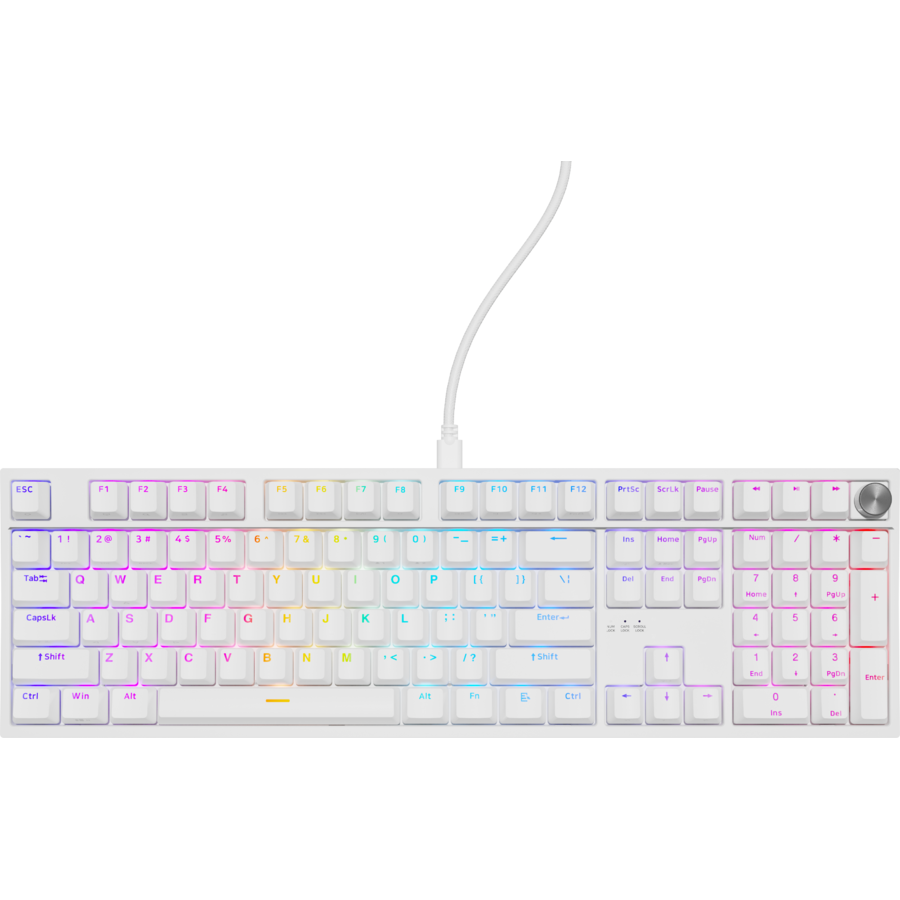 Tastatura Gaming cu Fir Thor 404 Iluminare RGB Layout US Cablu 1.8M Alb