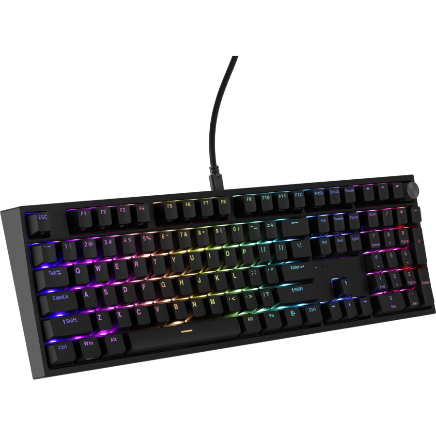 Tastatura Gaming cu Fir Thor 404 Iluminare RGB Layout US Cablu 1.8M Negru