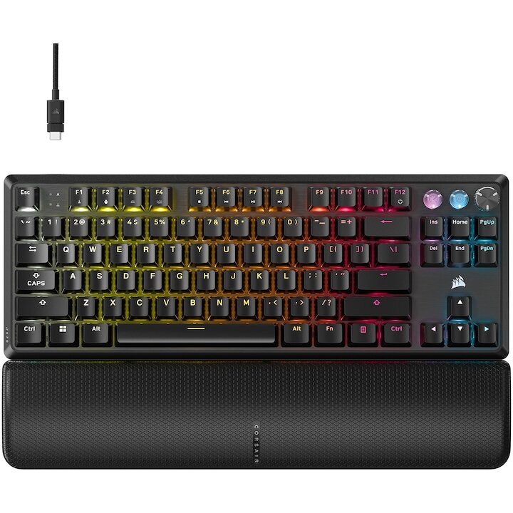 Tastatura Gaming cu Fir K70 PRO TKL CH-911911G-NA High-Performance Hall Effect cu Trigger Rapid Iluminare RGB Negru