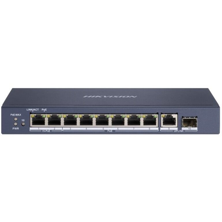 Switch DS-3E0510HP-E fara Management 6x Poe Gigabit 2x Hi-PoE Gigabit 1x RJ45 Gigabit 1x SFP pana la 120W Gri
