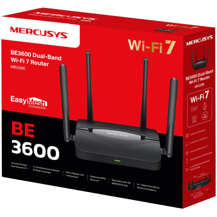 Router Wireless Mercusys MR25BE Dual-Band Wi-Fi 7 MLO EasyMesh 1000MB/s Negru — imaginea 4