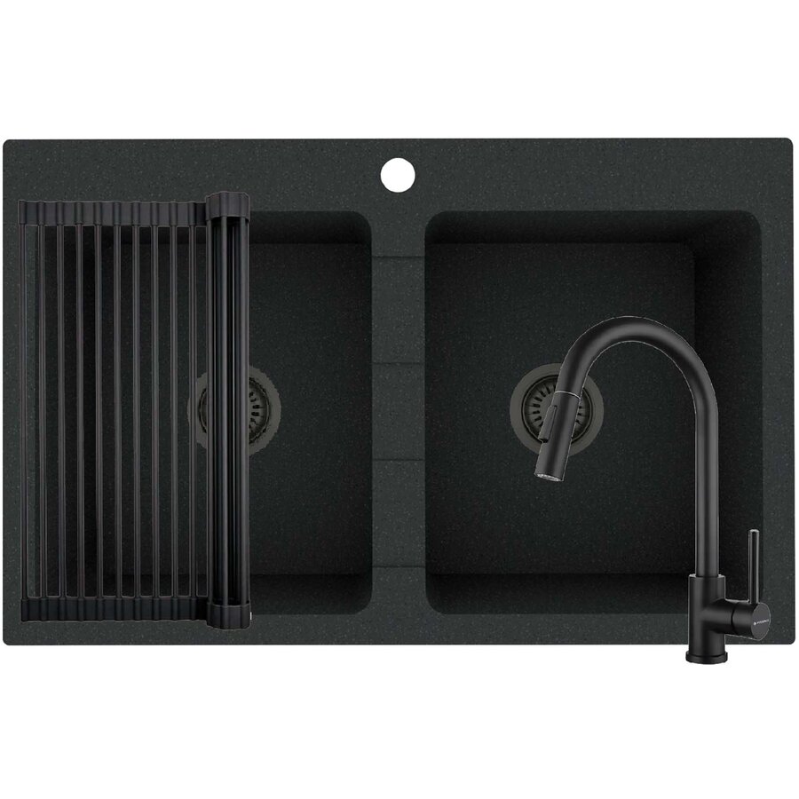 Set Chiuveta Pyragranite Sparta 2B Baterie Idea Black si Roll Up