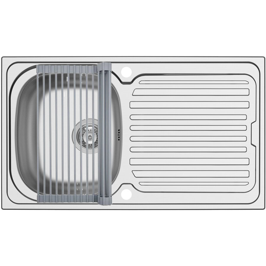 Set Chiuveta Aurora 1B1D SM si Roll Up Argintiu